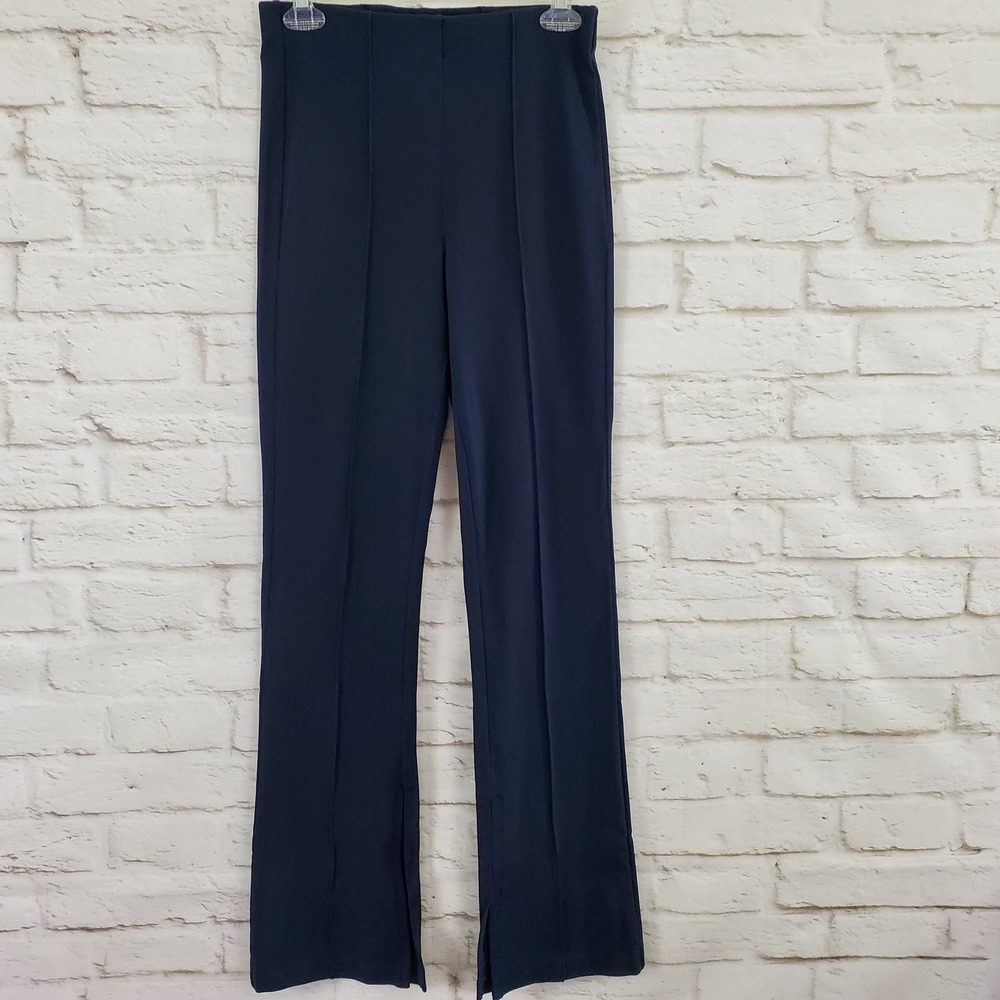 Athleta Greenwich Flare Yoga Pants Blue Womens Small See Measurements Side Slits